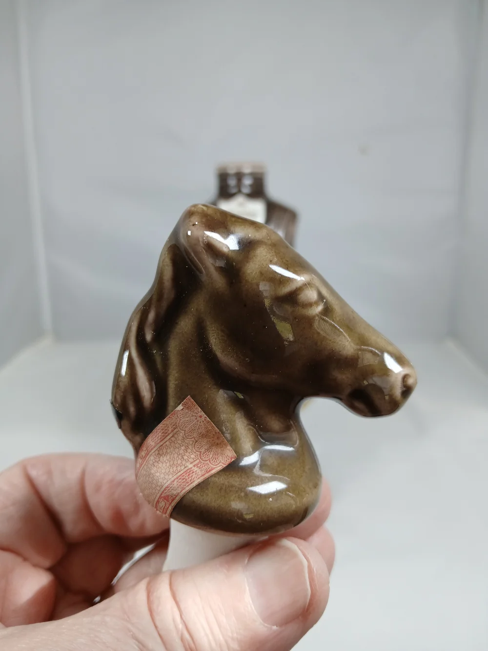 All American Futurity Brown Ceramic Horse Decanter – Decorative Bar Accent